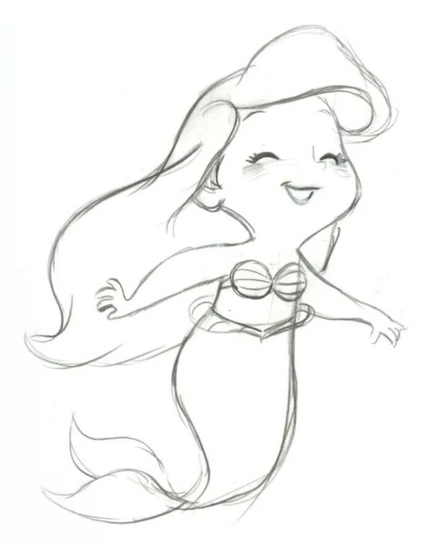 Русалка рисунок карандашом