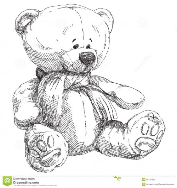 Плюшевый мишка карандашом