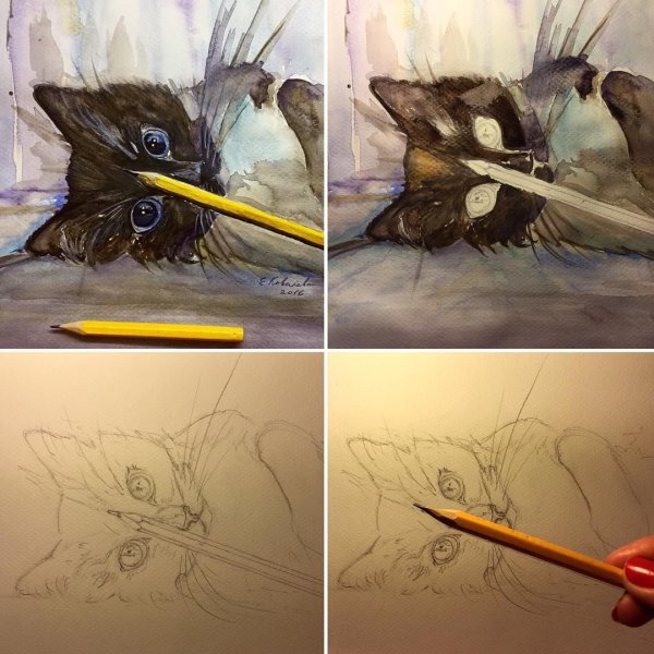 Рисунки акварелью поэтапно