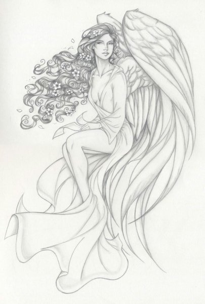 Рисунок ангела карандашом