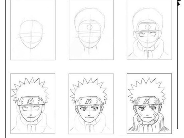 Поэтапное рисование аниме Наруто
