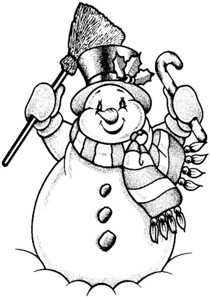 Зимние раскраски Снеговик