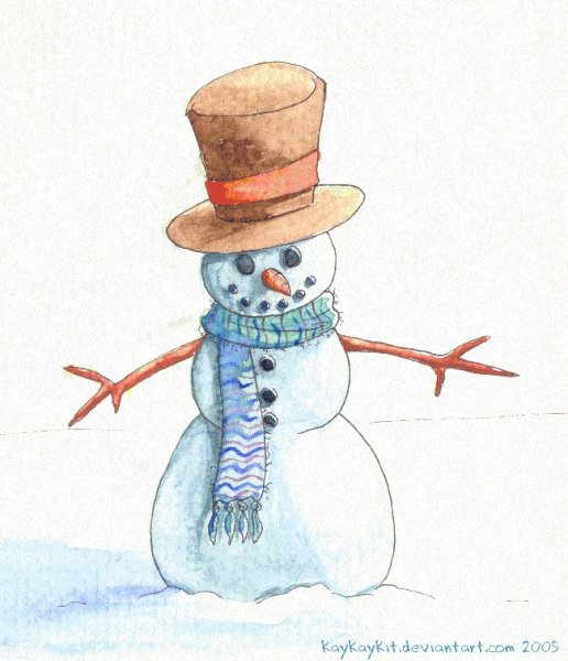 Снеговик рисунок карандашом