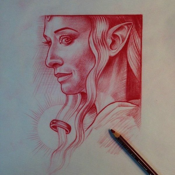 Рисунки красным карандашом