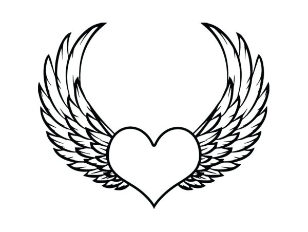 Раскраски сердечки с крыльями