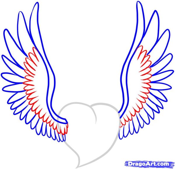 Сердце с крыльями рисунок