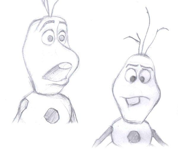 Снеговик Олаф рисунок пошагово