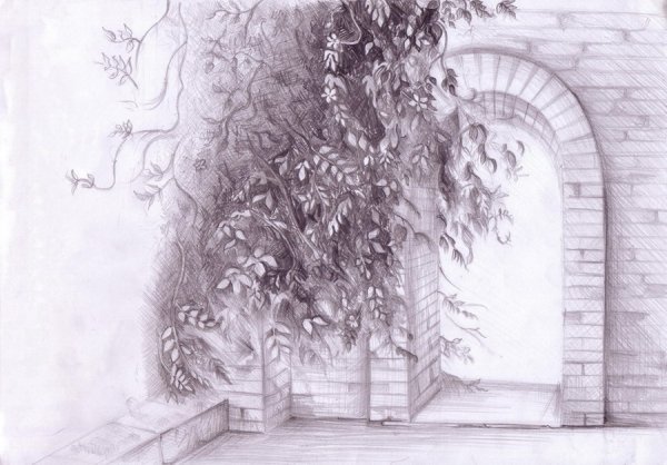 Пейзаж карандашом на стены