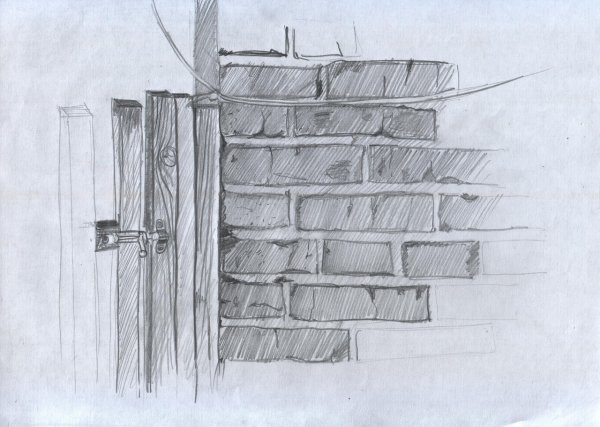 Кирпичная стена карандашом