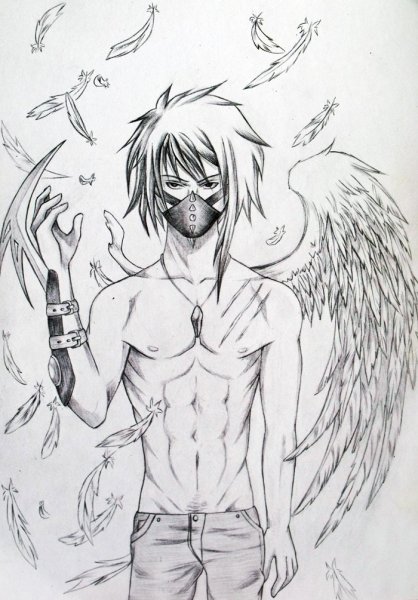 Аниме парни демоны карандашом