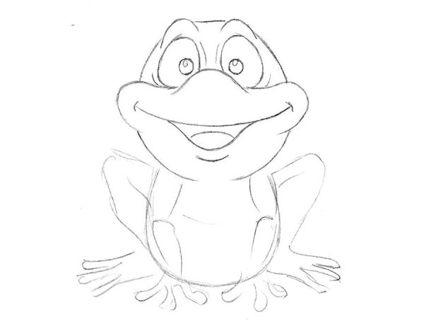 Лягушка рисунок для детей карандашом