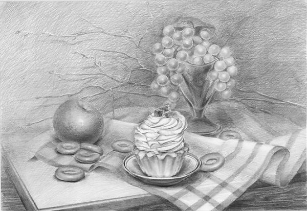 Натюрморт простым карандашом