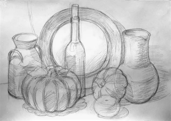 Наброски натюрмортов карандашом