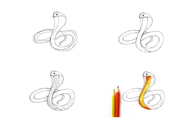 Срисовка легко и красиво змеи