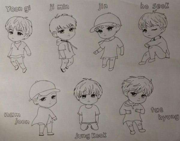 BTS Чиби Чимин раскраска