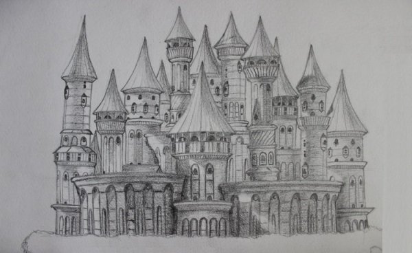 Замок рисунок карандашом