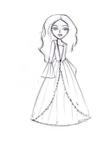 Рисунок поэтапный девочка в платье