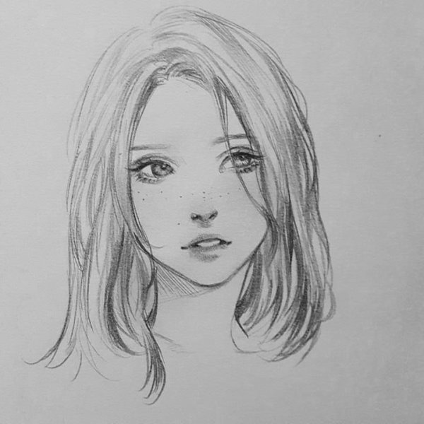 Лицо девушки рисунок карандашом