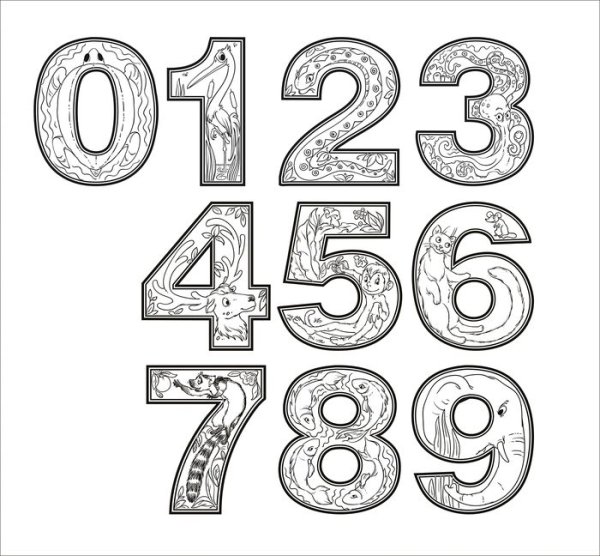 Красивые цифры для раскрашивания