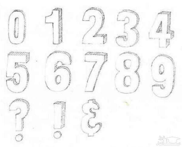 Объемные цифры карандашом