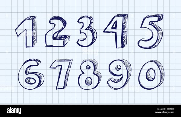 Красивые цифры ручкой в тетради