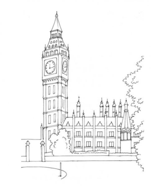 Раскраска Биг Бена в Лондоне