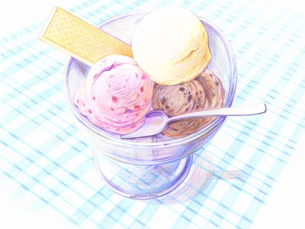 Мороженое цветными карандашами