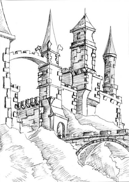 Рисование сказочный замок