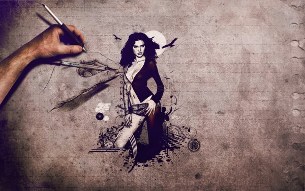 Обои нарисованные девушки