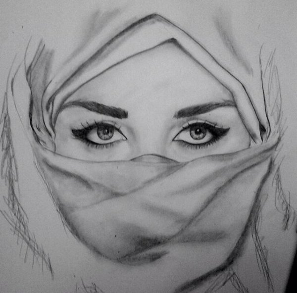 Восточная девушка карандашом