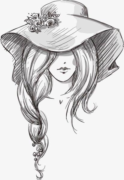 Девушка в шляпе рисунок