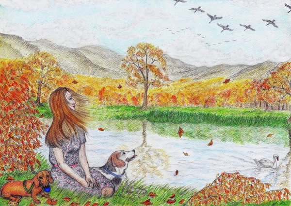 Рисунки осени для срисовки