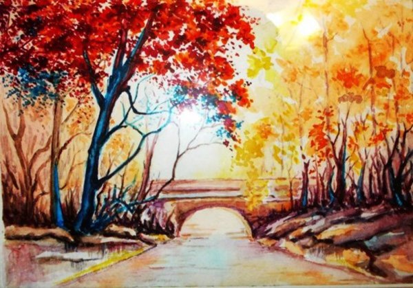 Рисунок осень карандашом для срисовки