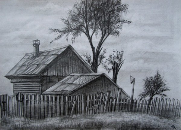 Пейзаж карандашом