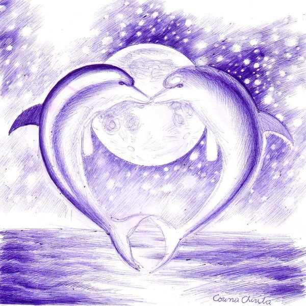 Дельфин карандашом