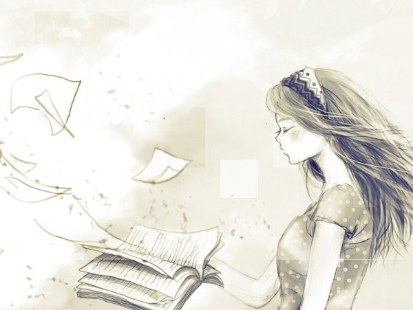 Девушка с книгой рисунок