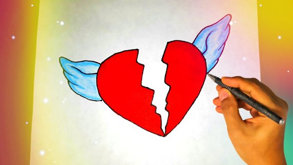 Рисунки для срисовки с разбитым сердечком