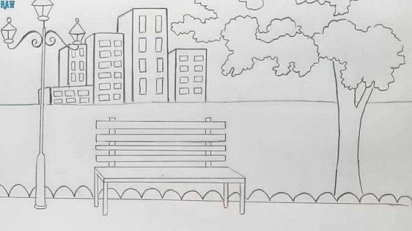 Парк карандашом для срисовки