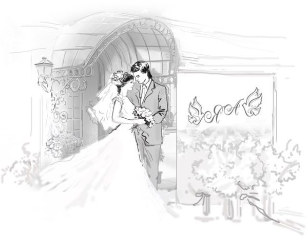Жених и невеста рисунок карандашом