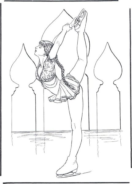 Раскраска фигуристка на льду