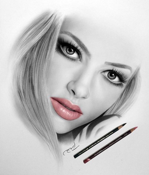 Портрет девушки цветными карандашами