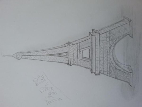 Эльфелева башня карандашом