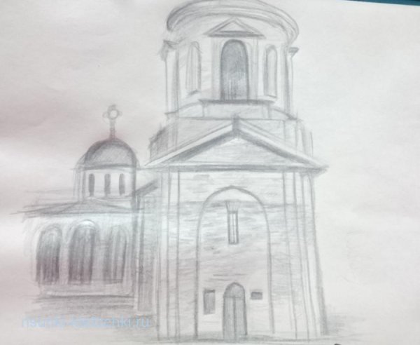 Церковь рисунок карандашом