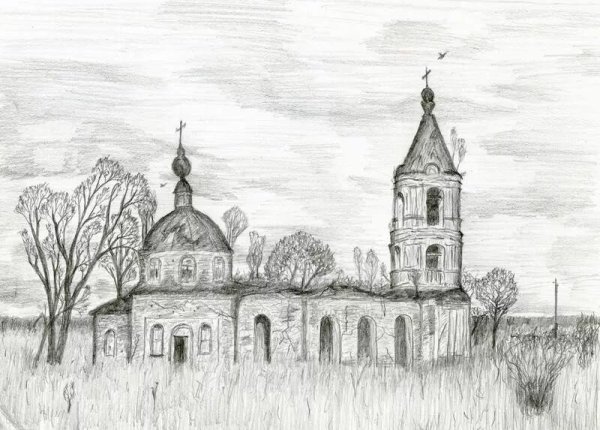 Рисунки храмов карандашом