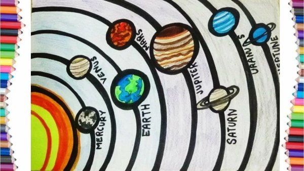 Космос рисунок карандашом