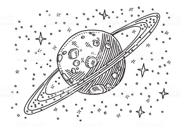 Космос рисунок карандашом цветным