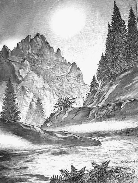 Пейзаж карандашом