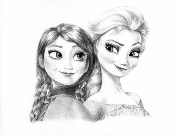 Эльза и Рапунцель раскраска