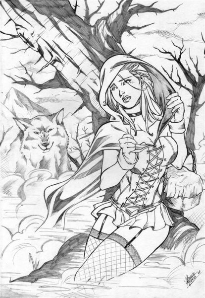 Красная шапочка арт карандашом