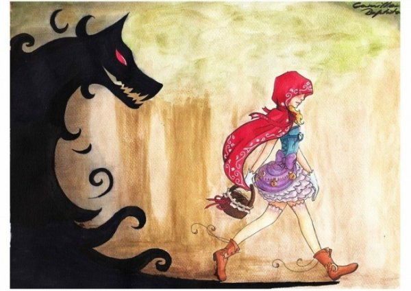 Красная шапочка в нарисованном стиле